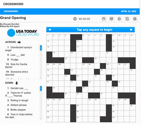 usa today crossword puzzle answers for today.